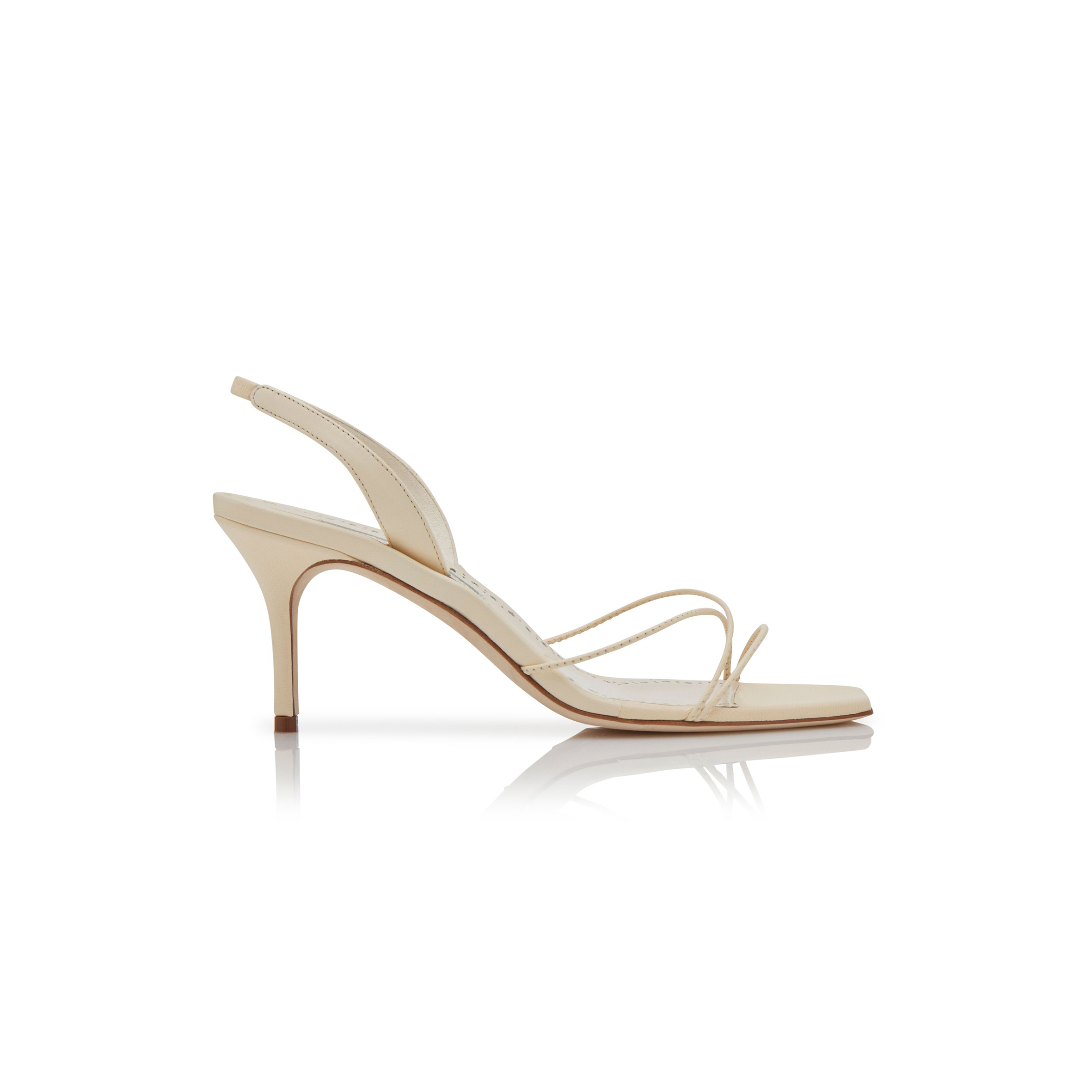 MANOLO BLAHNIK NINFEA CREAM NAPPA LEATHER SLINGBACK SANDALS 224-1684-0001